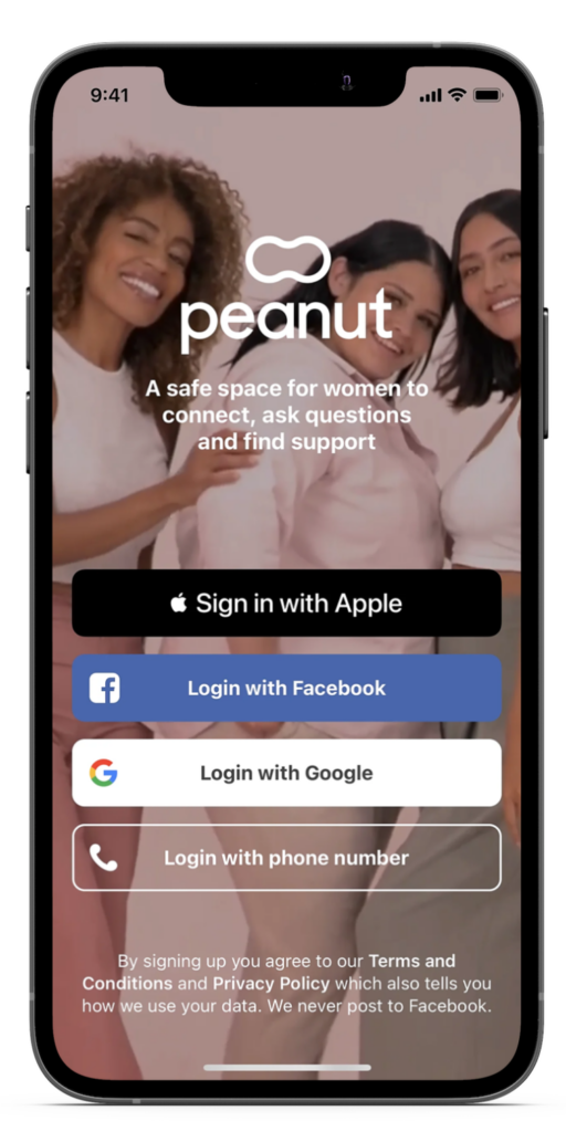 Peanut signup screen