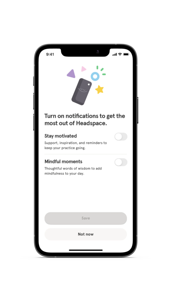 Headspace opt-in screen